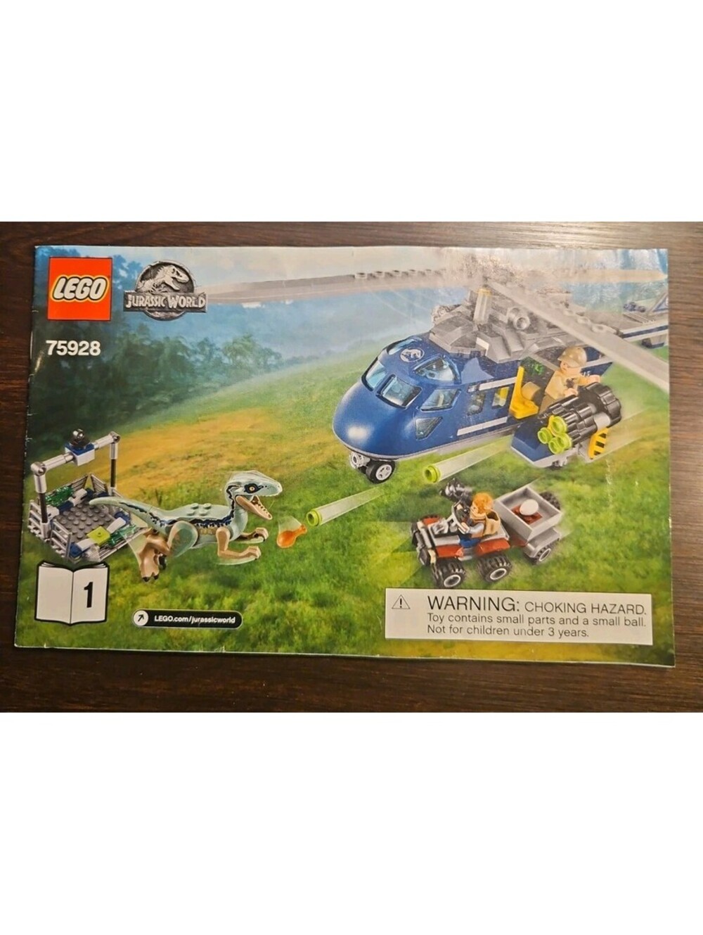 LEGO Jurassic World Blue Helicopter Pursuit 75928 Instruction Manual Book 1 Only